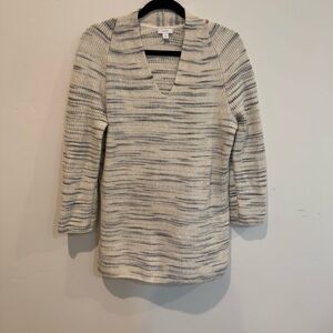 Purejill J. Jill Striped V-Neck Tunic Knot Sweater Womens Small Cozy Classic